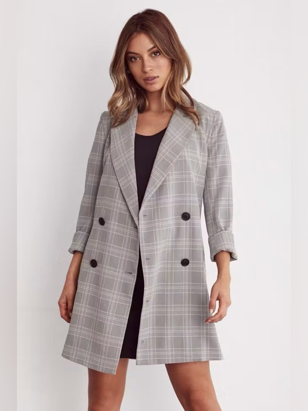 VETTA Capsule Convertible Plaid Blazer Dress 3-in-1 Versatile Jacket Medium